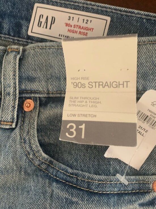 GAP Women’s 90s Straight high rise jeans-31-12tall new with tags - Picture 5 of 5